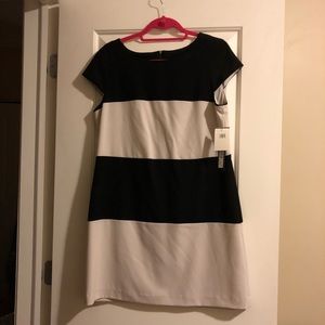 Andrew Marc Black and Grey Stripe Dress